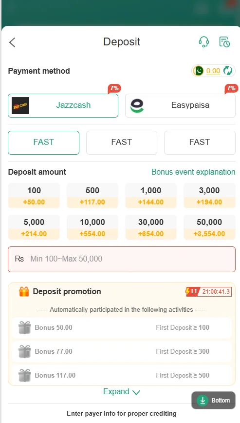 Local Payment methods in A777 game