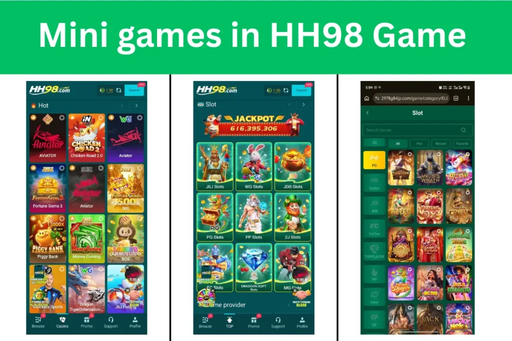 Mini games in HH98 Game WebP